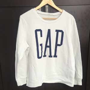 Women's GAP White & Navy Crewneck Sweatshirt - Size Large Like New